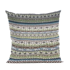 Plutus Green Red Blue Vibrant Horizon Stripe Luxury Throw Pillow