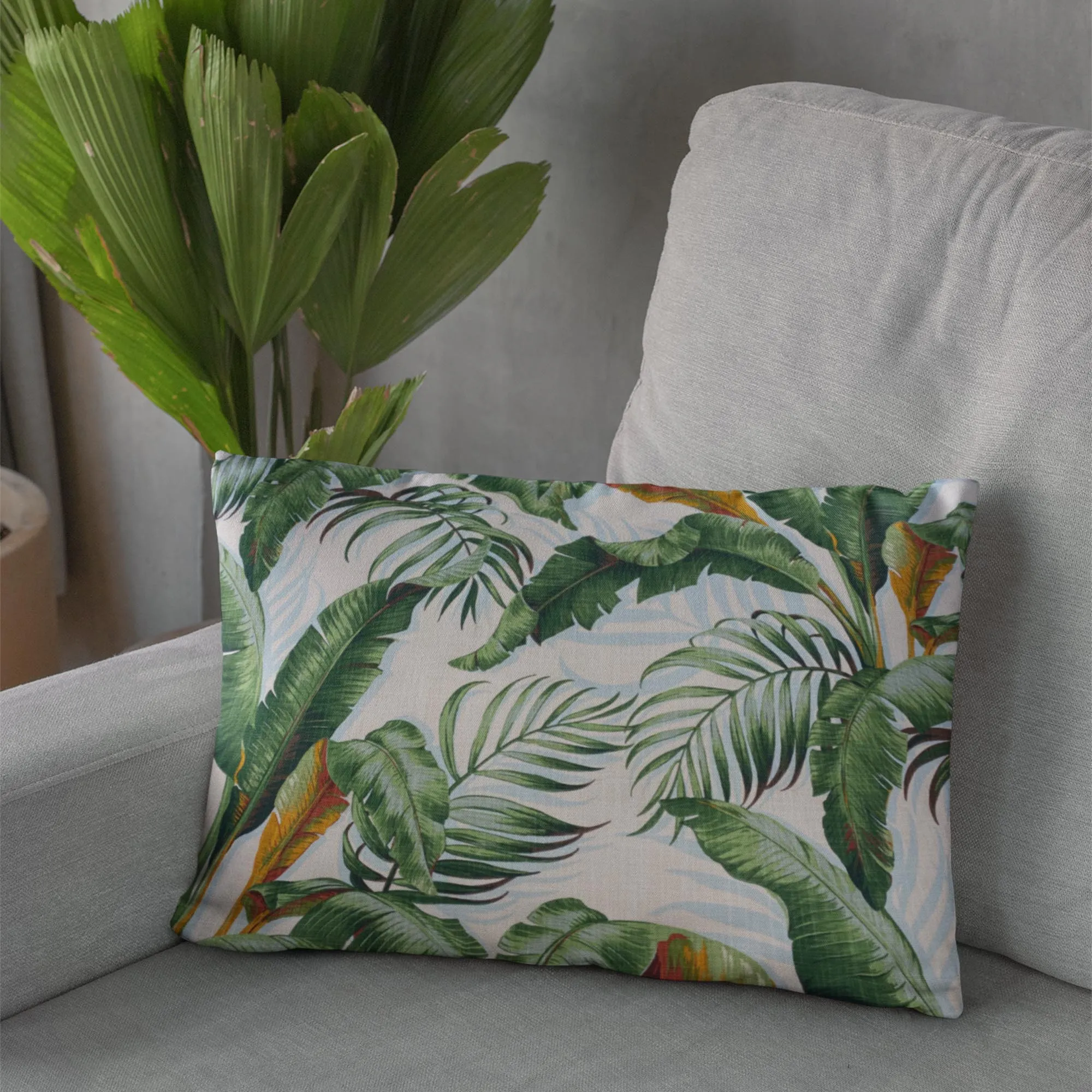 Plutus Green White Leafy Luxe Floral Luxury Throw Pillow