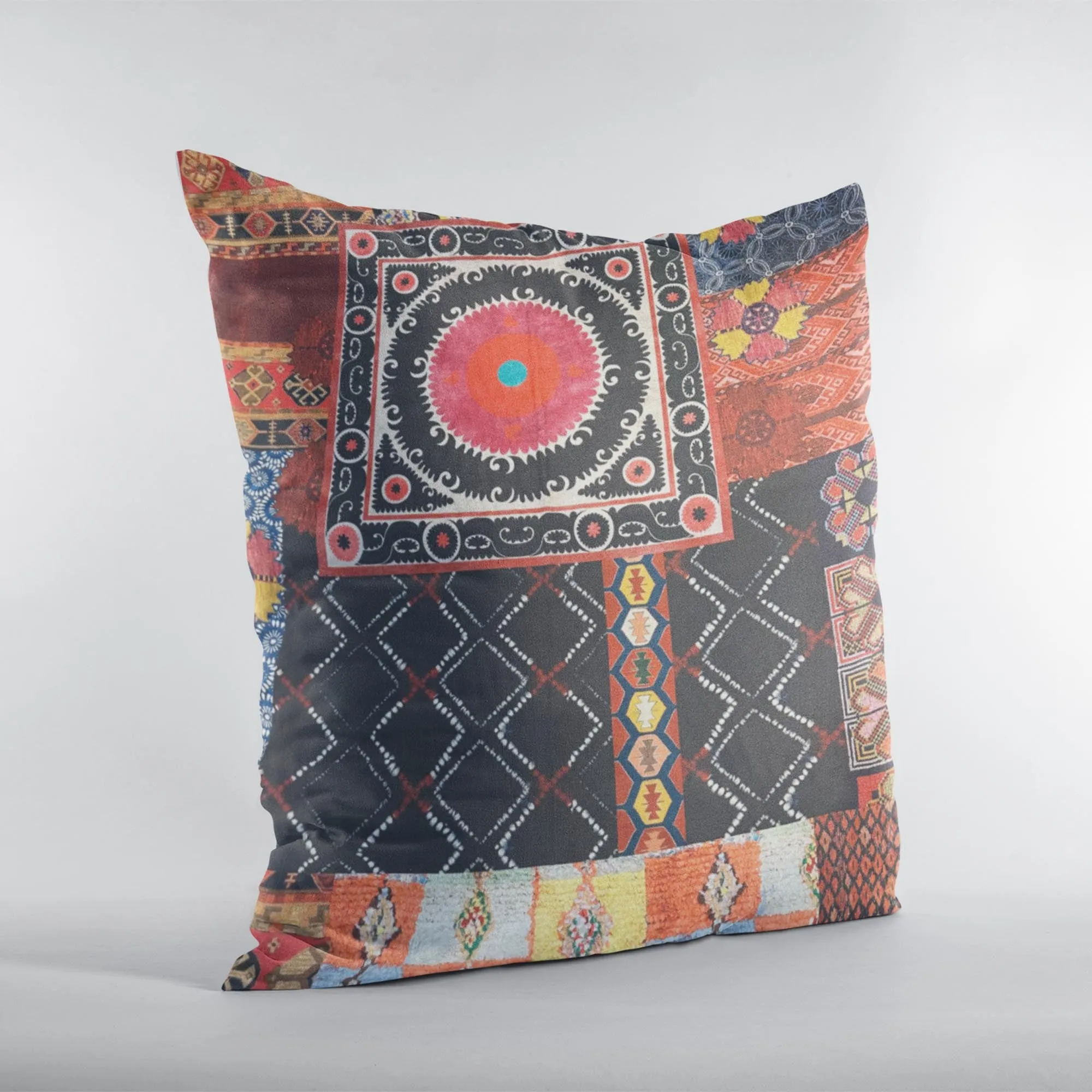 Plutus Multicolor Colorful Mosaic Patch Luxury Throw Pillow