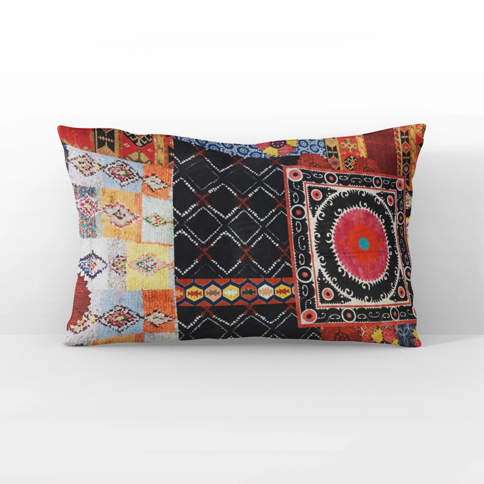 Plutus Multicolor Colorful Mosaic Patch Luxury Throw Pillow