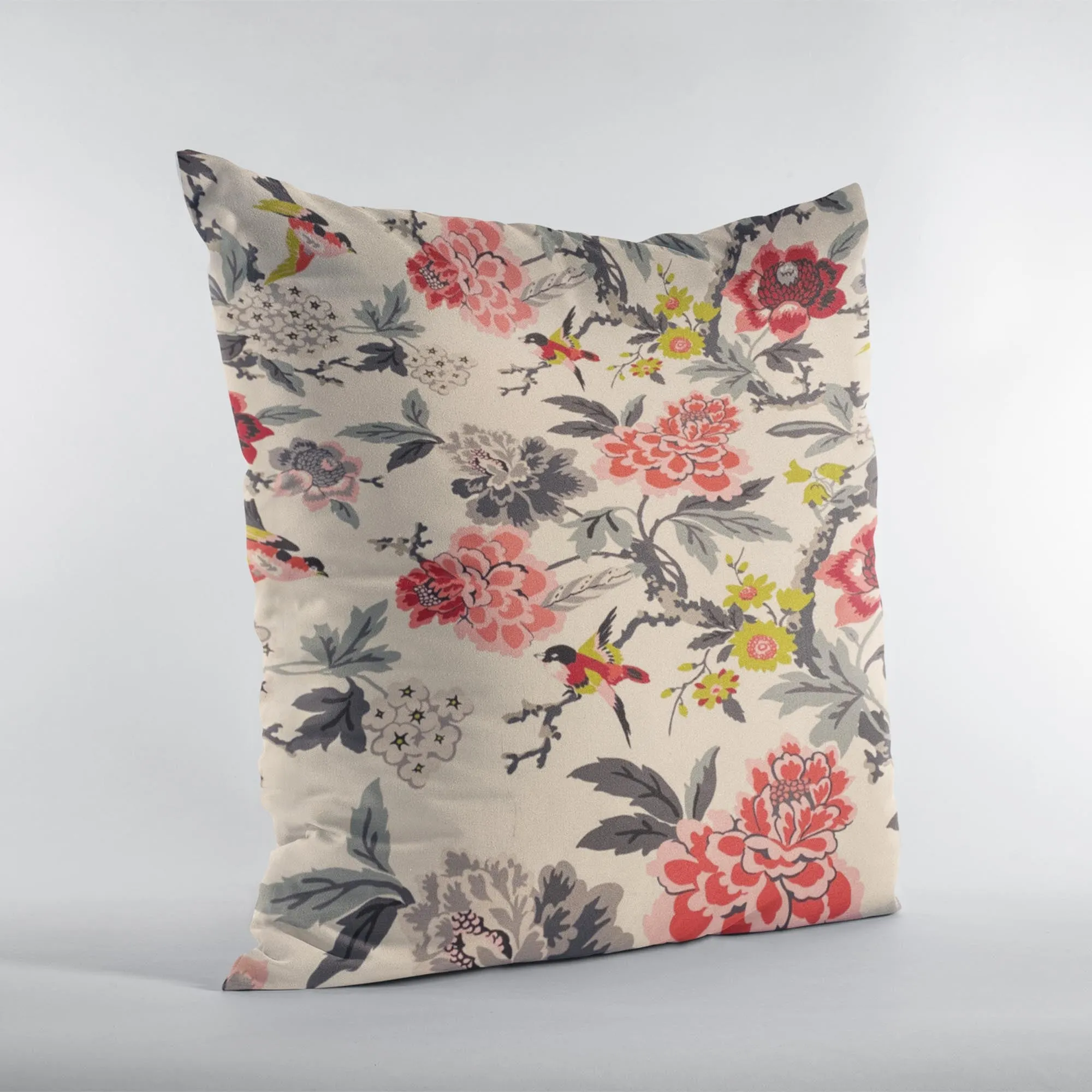 Plutus Red Black White Ruby Garden Floral Luxury Throw Pillow