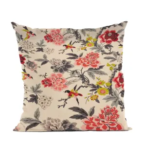 Plutus Red Black White Ruby Garden Floral Luxury Throw Pillow