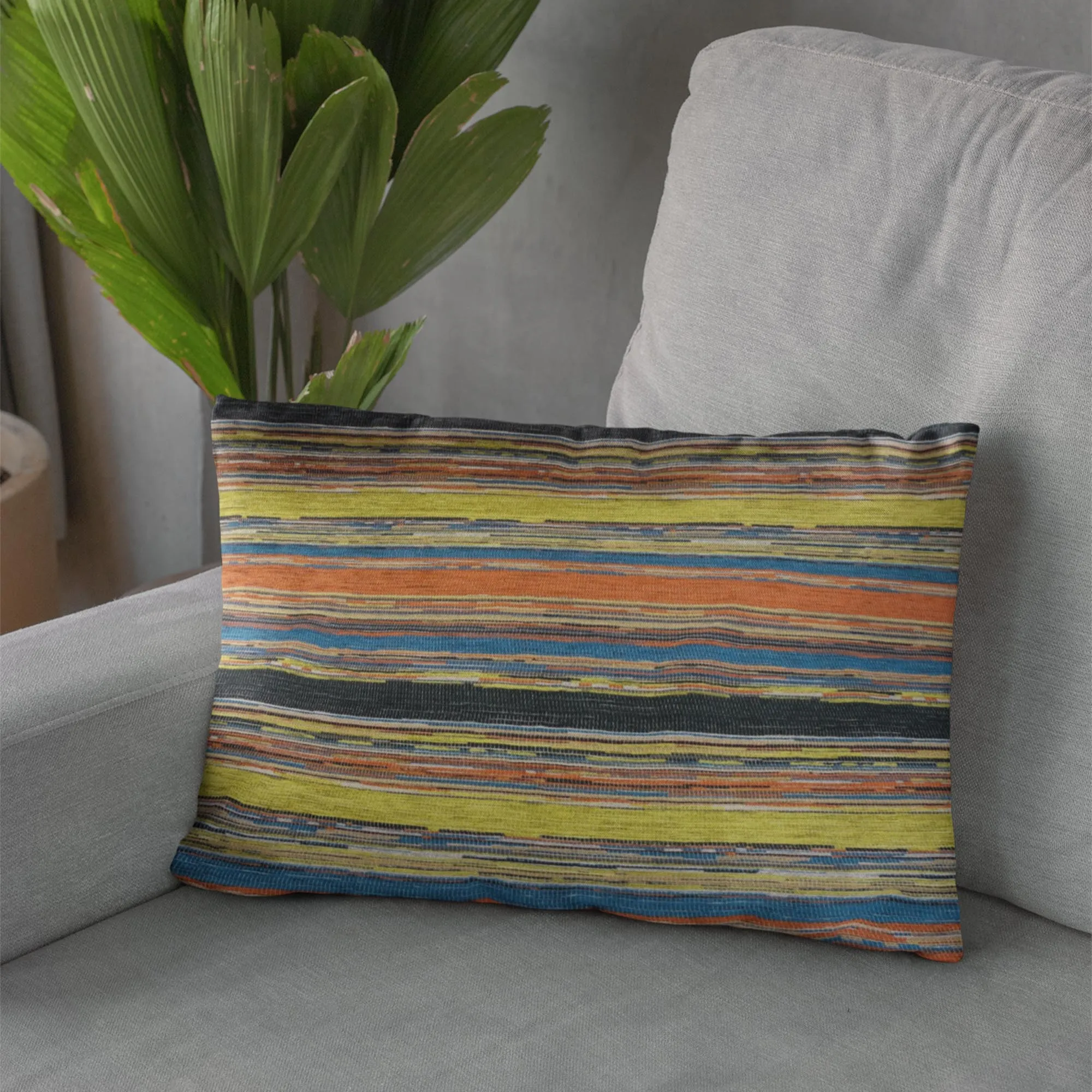 Plutus Yellow Red Black Vibrant Stripe Stripe Luxury Throw Pillow