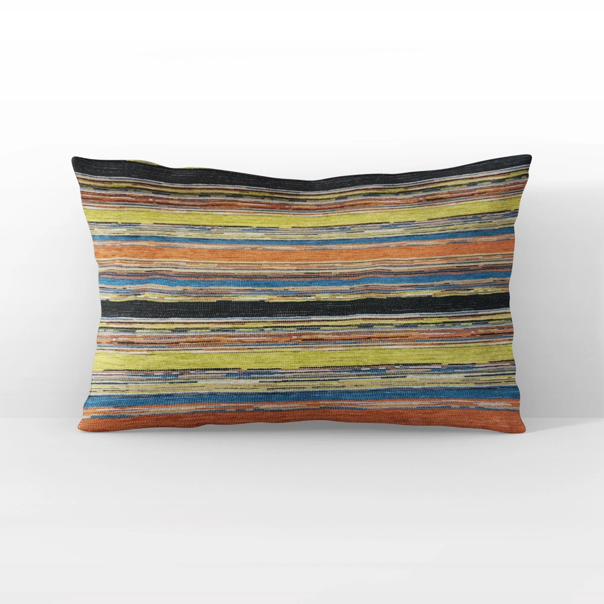 Plutus Yellow Red Black Vibrant Stripe Stripe Luxury Throw Pillow