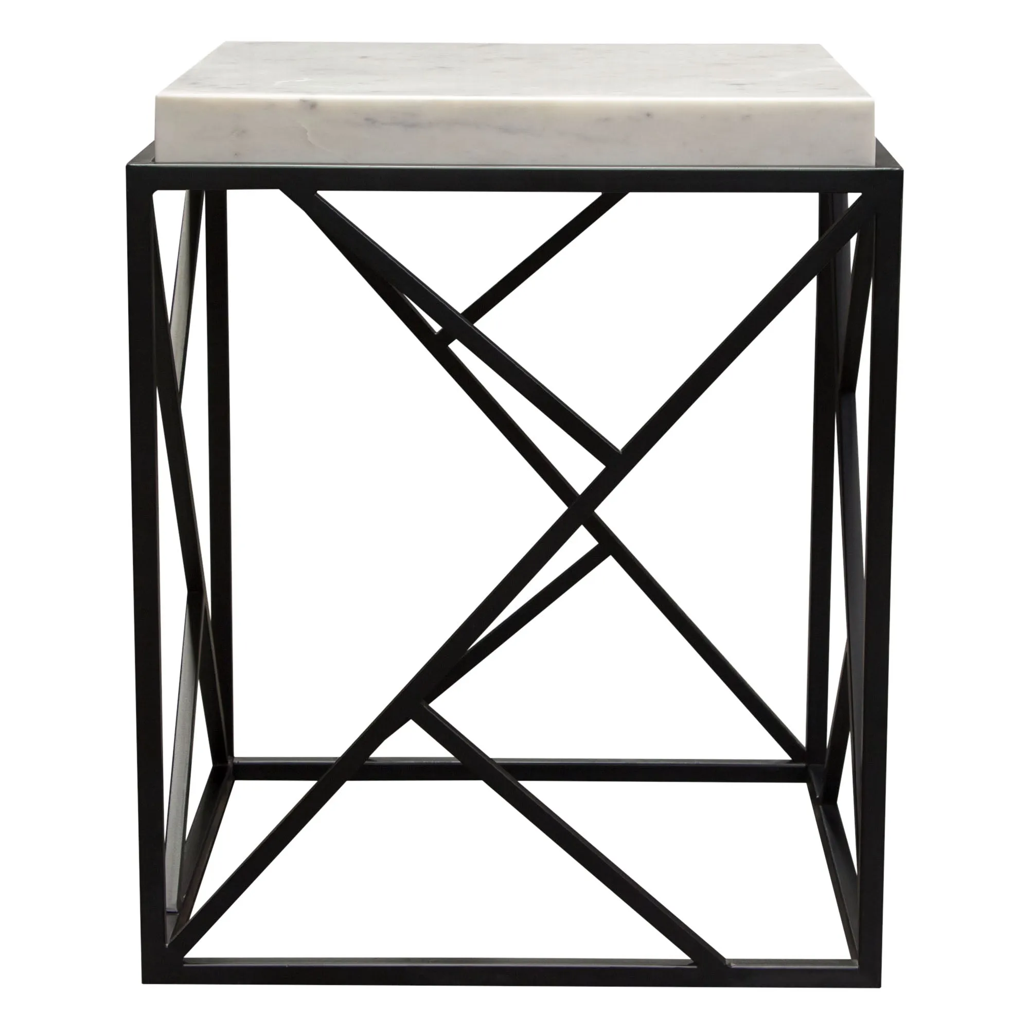 Plymouth Square Accent Table w/ Genuine Grey Marble Top & Black Metal Base by Diamond Sofa