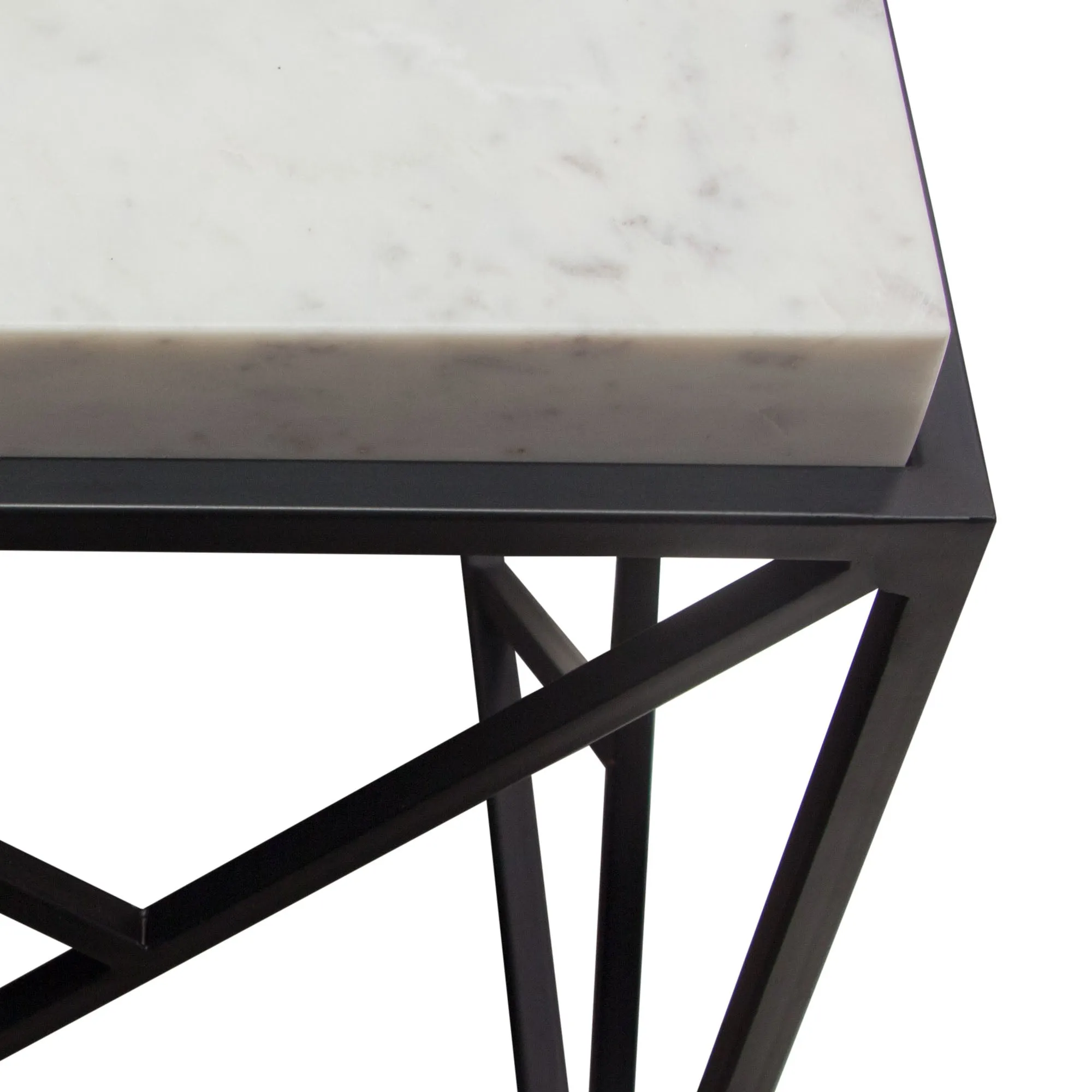 Plymouth Square Accent Table w/ Genuine Grey Marble Top & Black Metal Base by Diamond Sofa