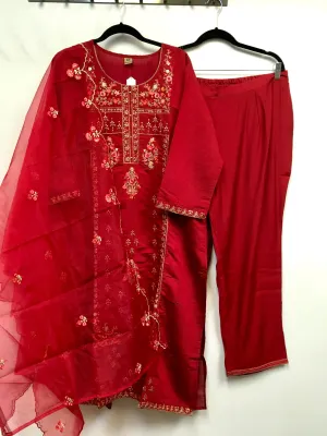 PNK005- Maroon suit with embroidery.