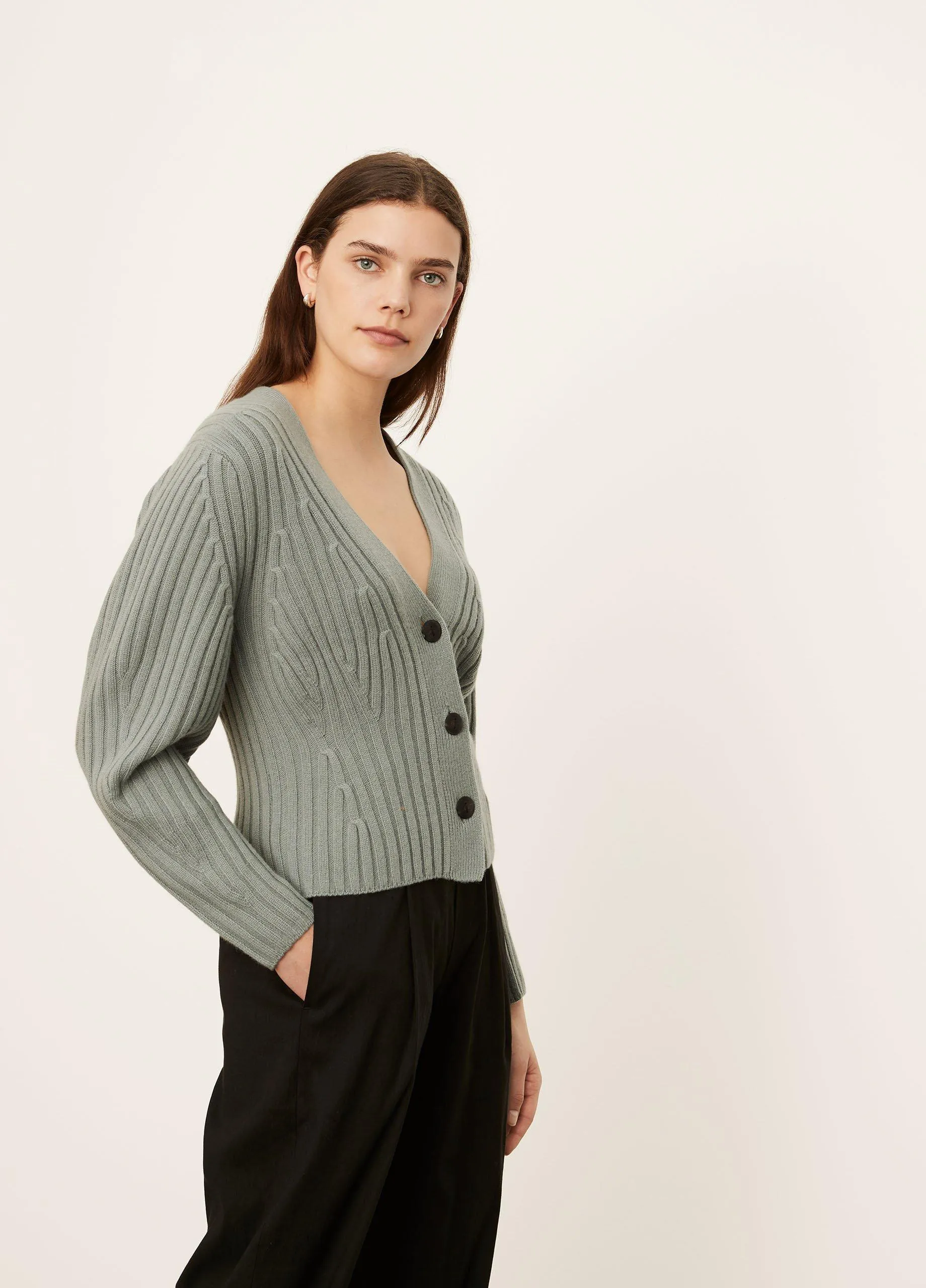 Poet Sleeve Cardigan in Mineral Sea