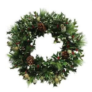 Pointed Holly Wreath 24"