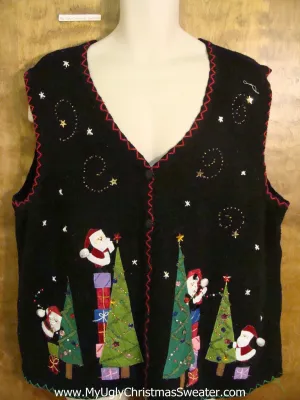 Pointy Trees and Santa Ugliest Christmas Sweater Vest