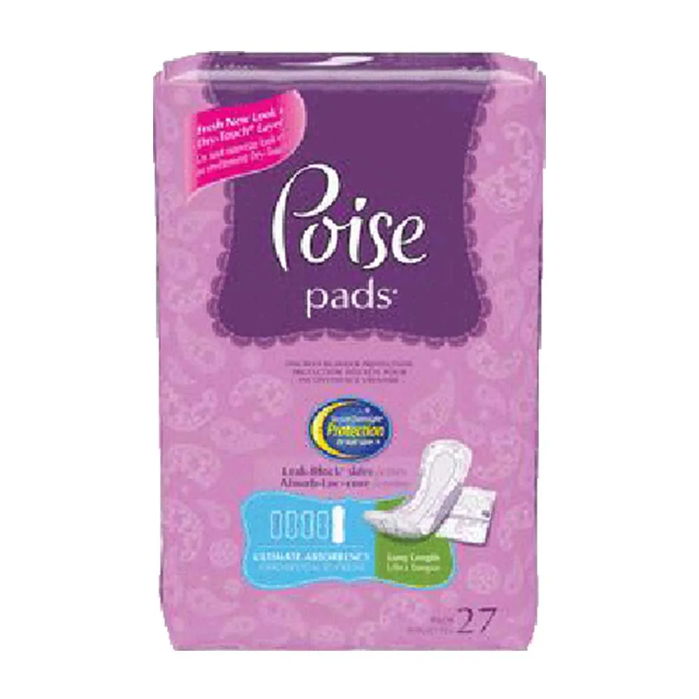 Poise Ultimate Pads - 15 9/10", Case of 108, Heavy Absorbency, Female, Absorb-Loc, Disposable