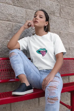 Poison Tongue Oversized Womens Tshirt White