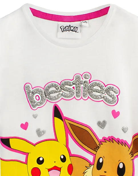 Pokemon Besties Pikachu & Eevee Frill Sleeve Long OR Short Leg Girls Pyjamas