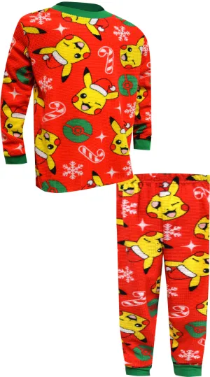 Pokemon Pikachu Holiday Red Christmas Waffle Fleece Pajamas