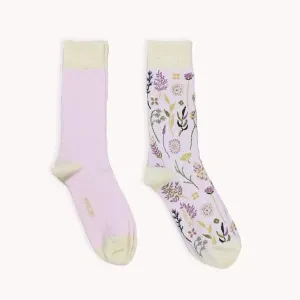 Pokoloko - 2 Pack Pima Socks Botanical & Solid Rosee L/XL