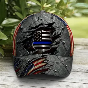 Police Metallic US Flag Baseball Cap Coolspod