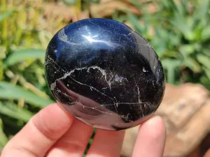 Polished Black Tourmaline Palm Stones x 12 From Madagascar