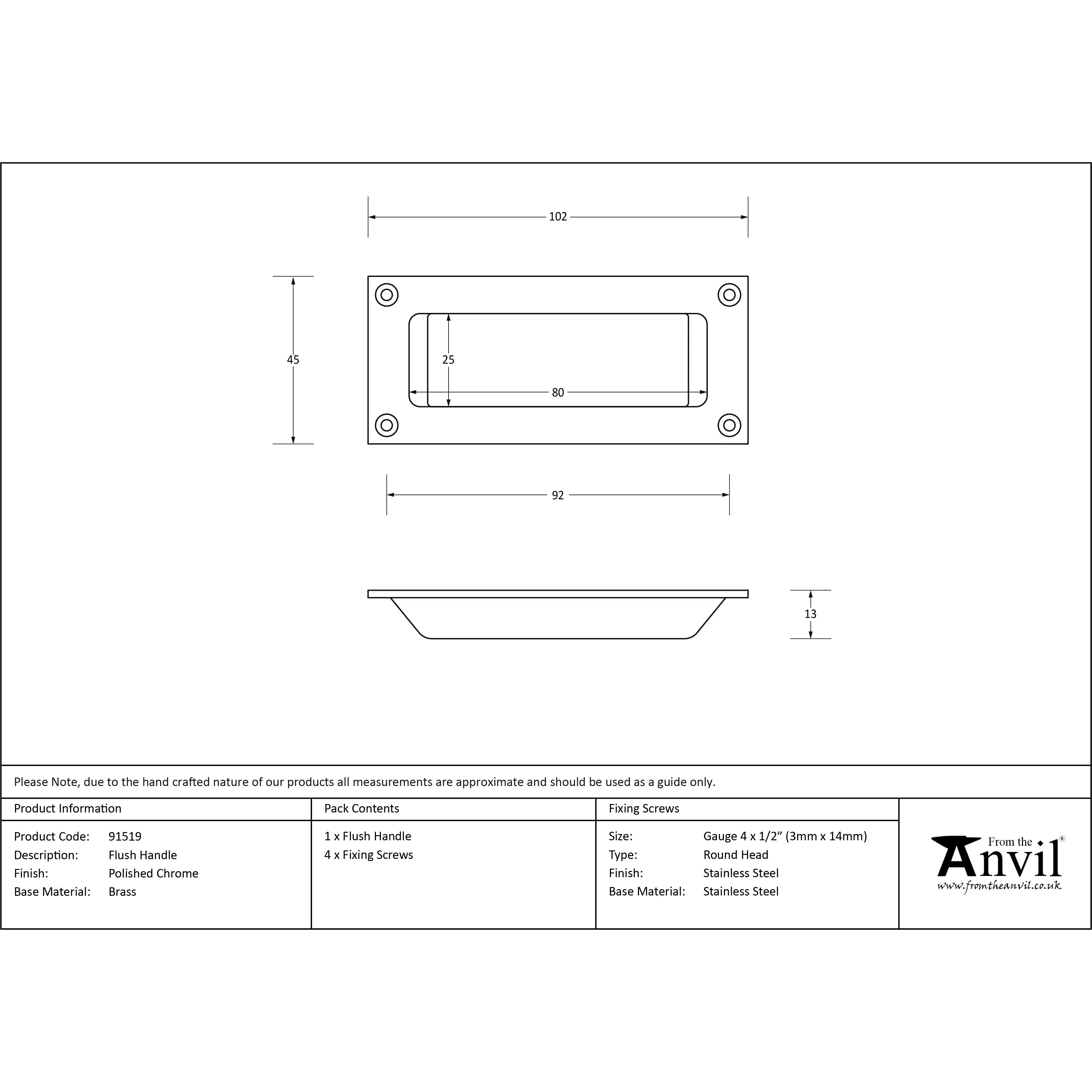 Polished Chrome Flush Handle | From The Anvil