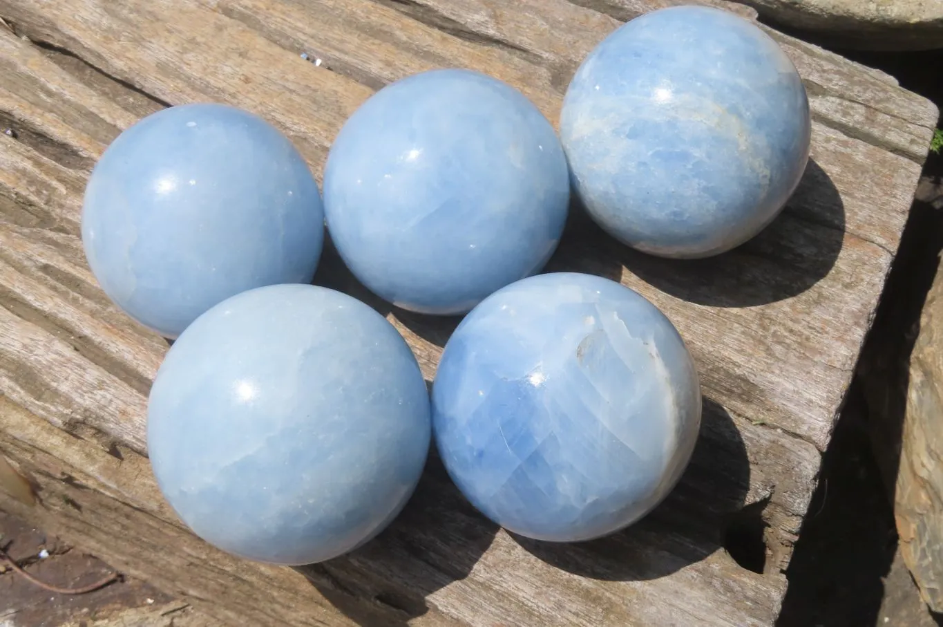 Polished Medium Blue Calcite Spheres - Sold per Item - From Madagascar