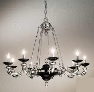 Polished Nickel And Matte Black Chandelier