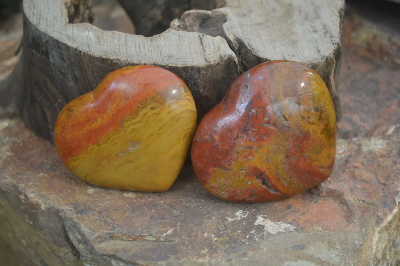 Polished Red Jasper Hearts  x 6 From Southern Africa