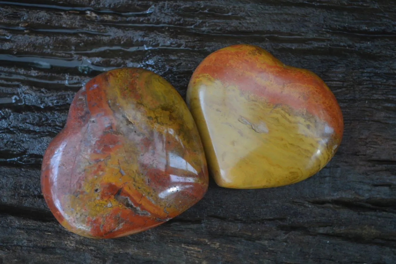 Polished Red Jasper Hearts  x 6 From Southern Africa