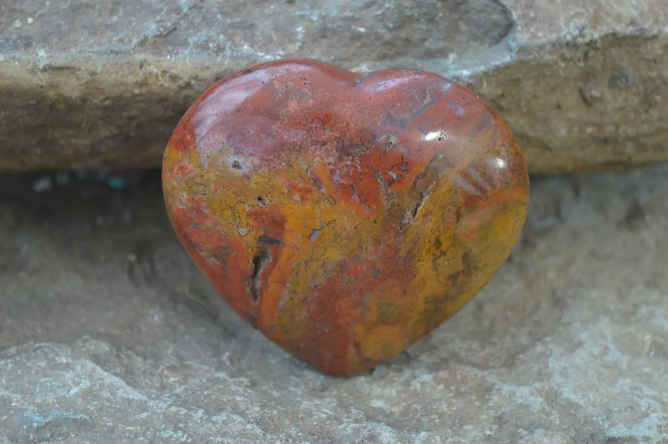 Polished Red Jasper Hearts  x 6 From Southern Africa