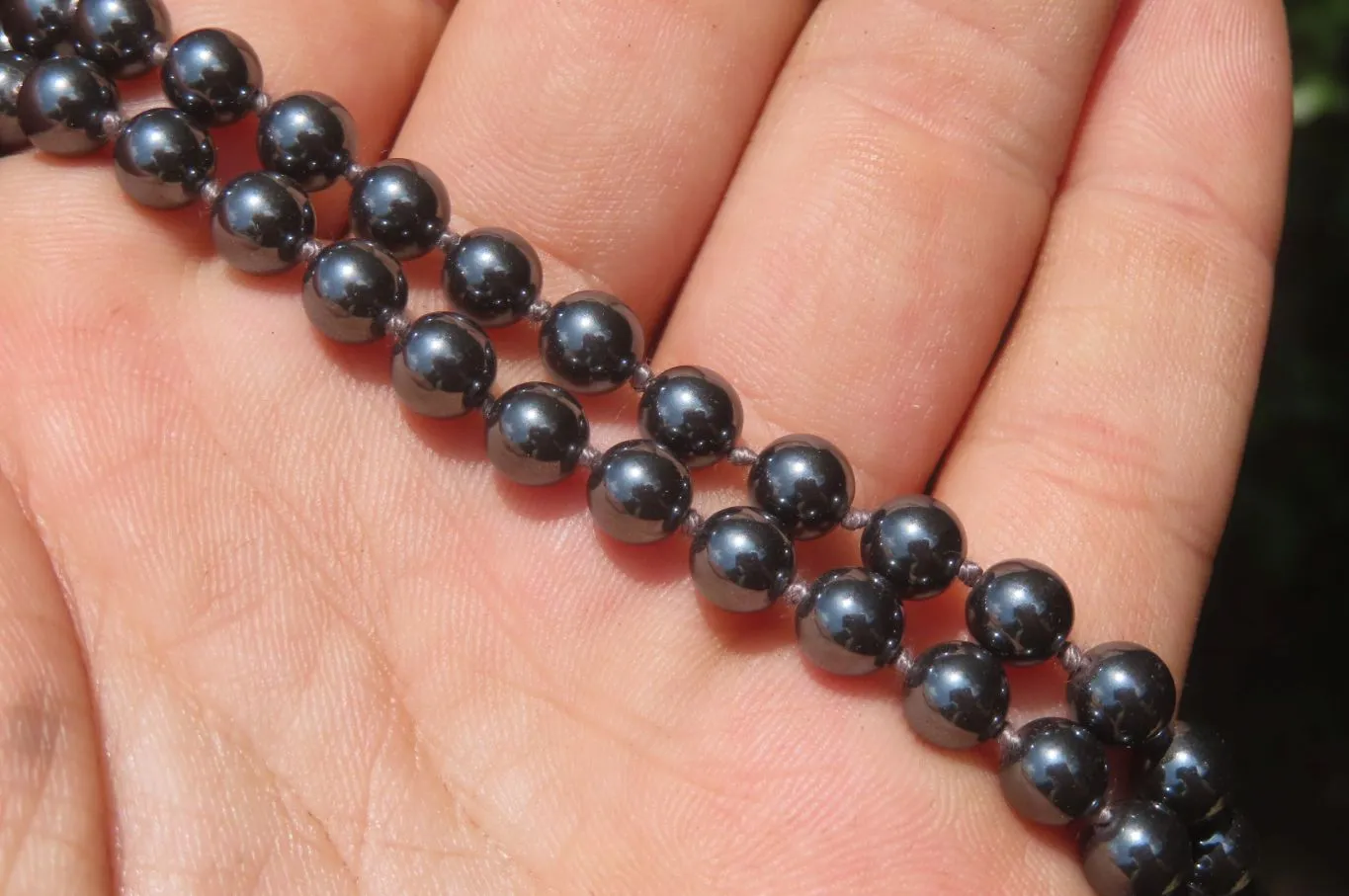 Polished Silver Hematite Barrel Beaded Necklace - Sold Per Item - From China