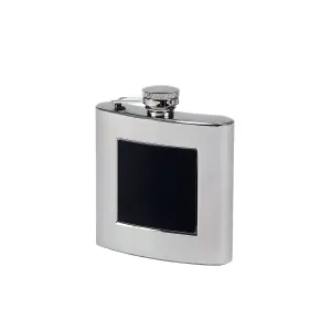 Polished Stainless Steel Flask with Black Plate