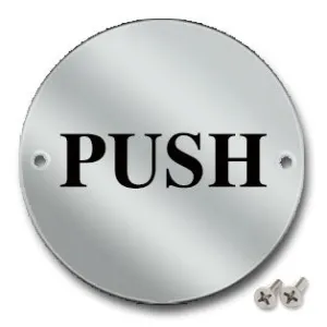 Polished Stainless Steel PUSH Sign