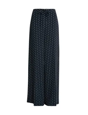 Polka Dot Drawstring Wide Leg Trousers