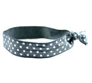 Polka Dots Mini Grey White Hair Tie (SKU 6055)