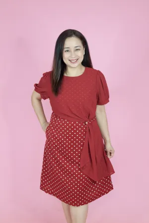 Polka Print Puff Sleeve Dress