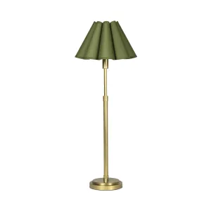 Polly Buffet Lamp (Natural Brass with Green Scalloped Shade)