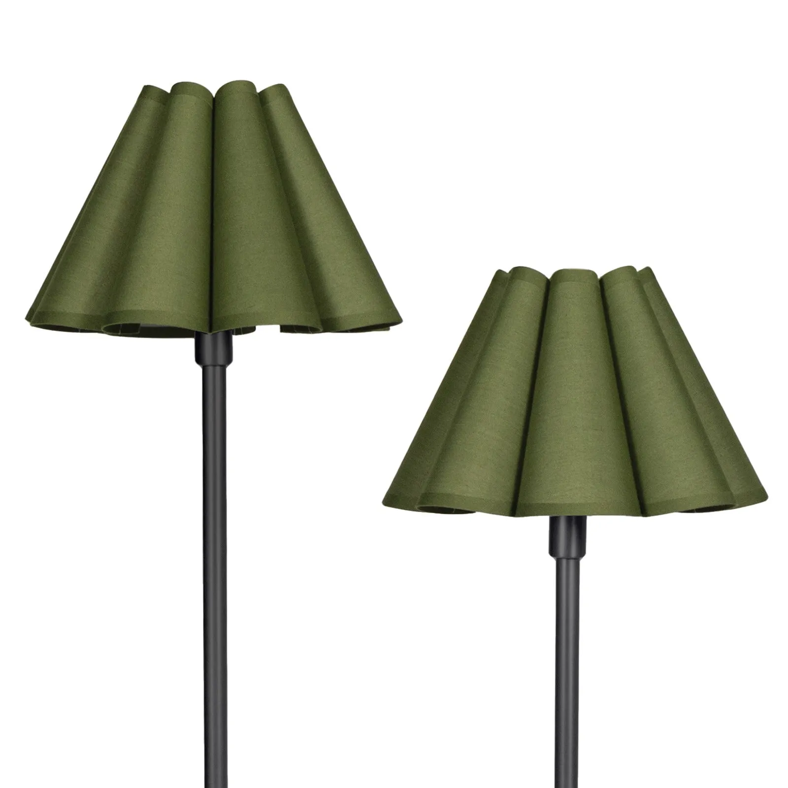 Polly Floor Lamp (Blackened Brass with Green Scalloped Shade)