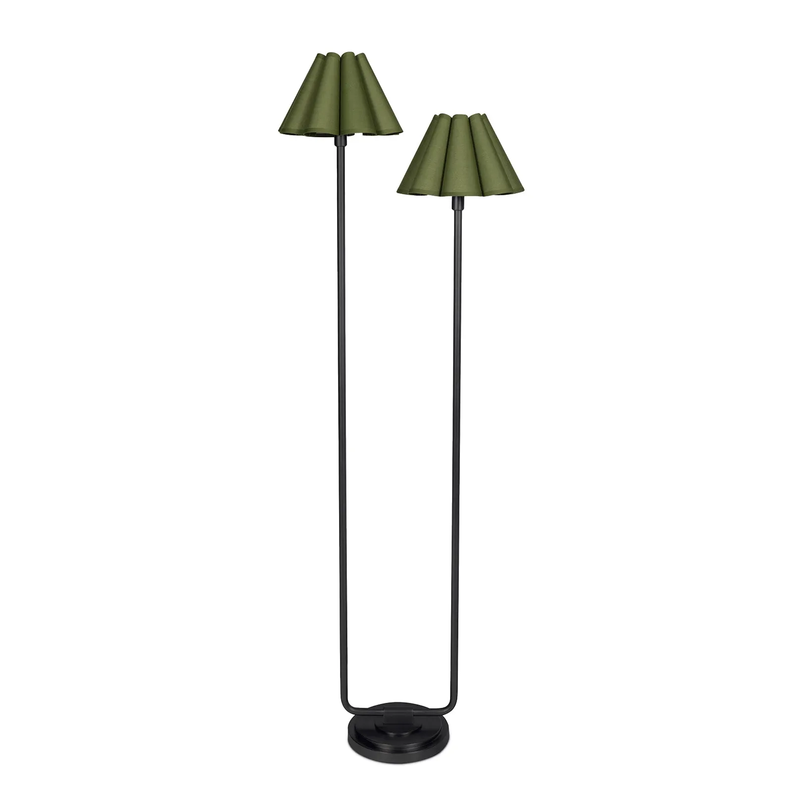 Polly Floor Lamp (Blackened Brass with Green Scalloped Shade)