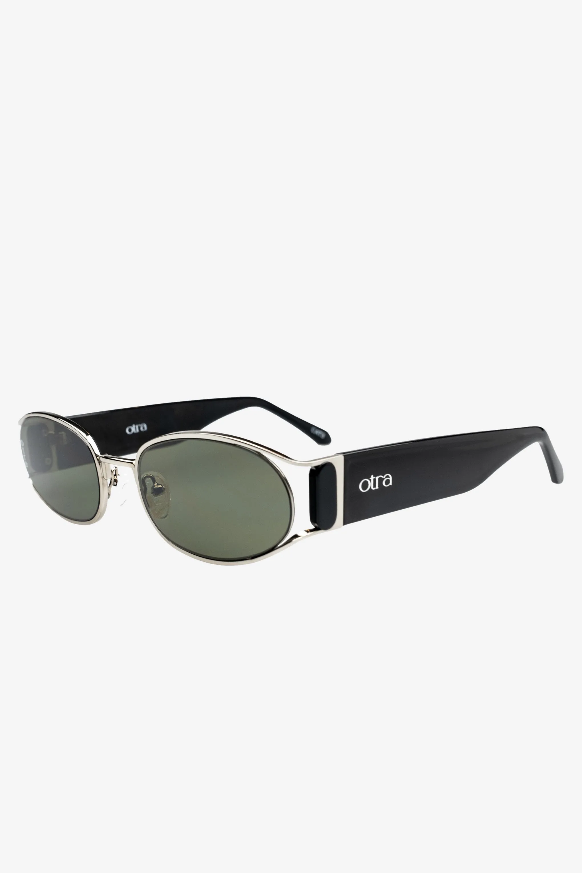 Polly | Otra Black Round Green Tinted Sunglasses