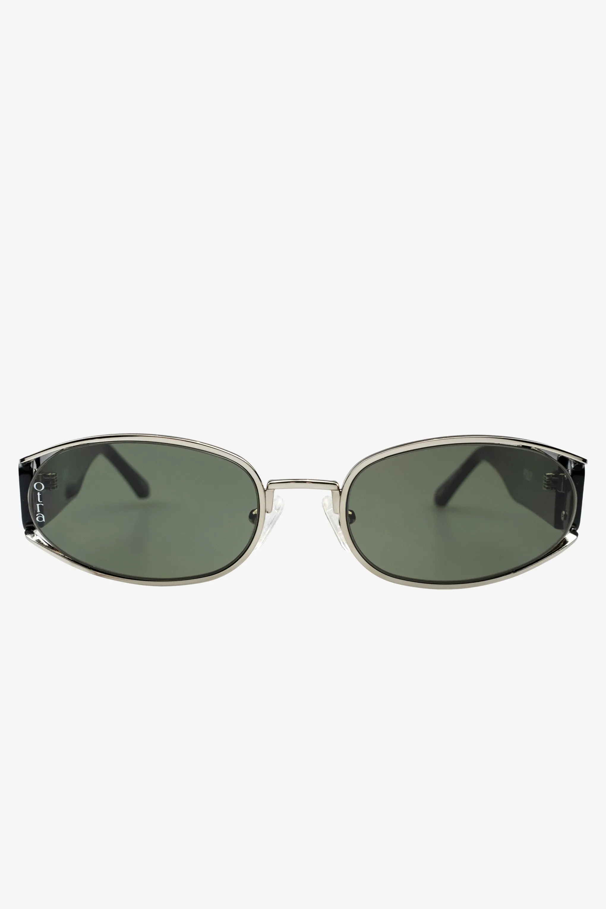 Polly | Otra Black Round Green Tinted Sunglasses