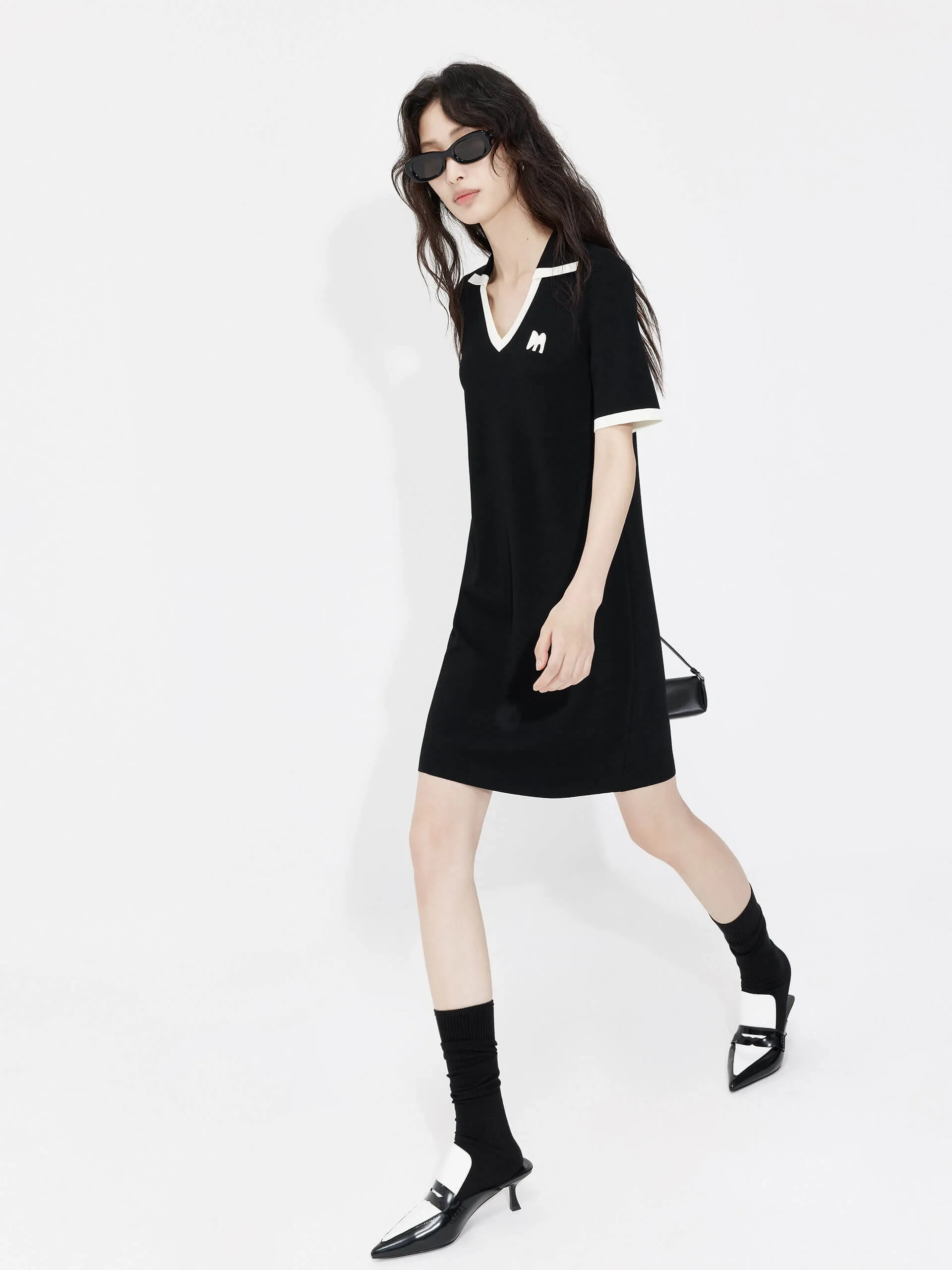 Polo Collar Contrast Dress