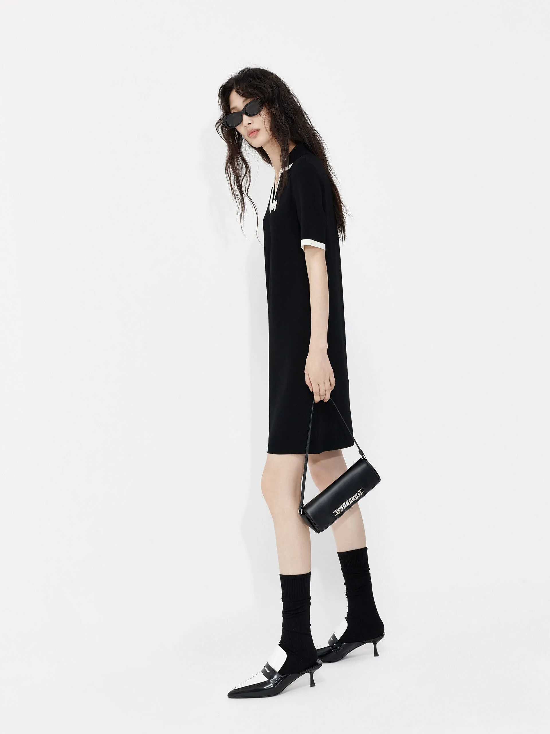 Polo Collar Contrast Dress