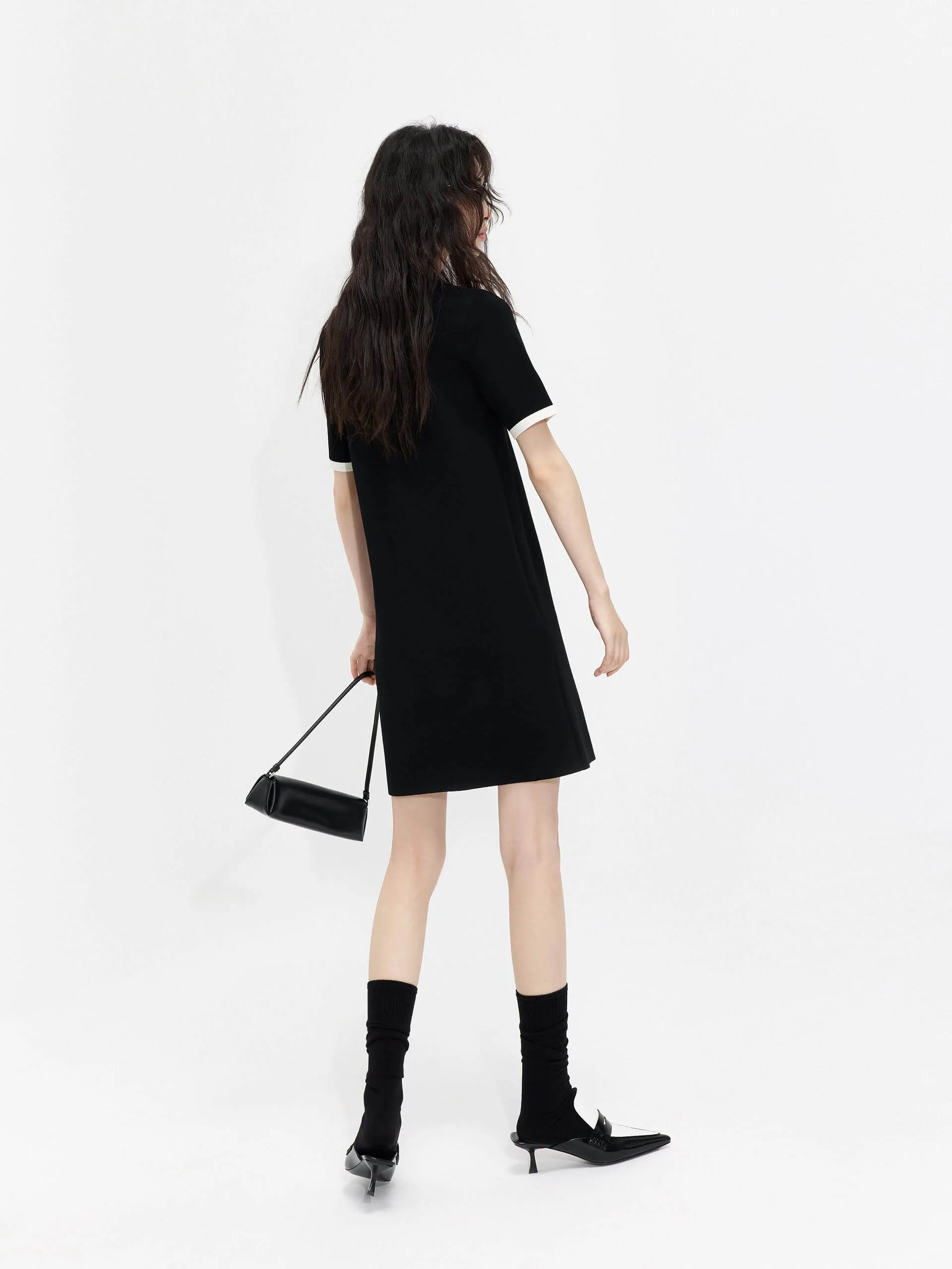 Polo Collar Contrast Dress