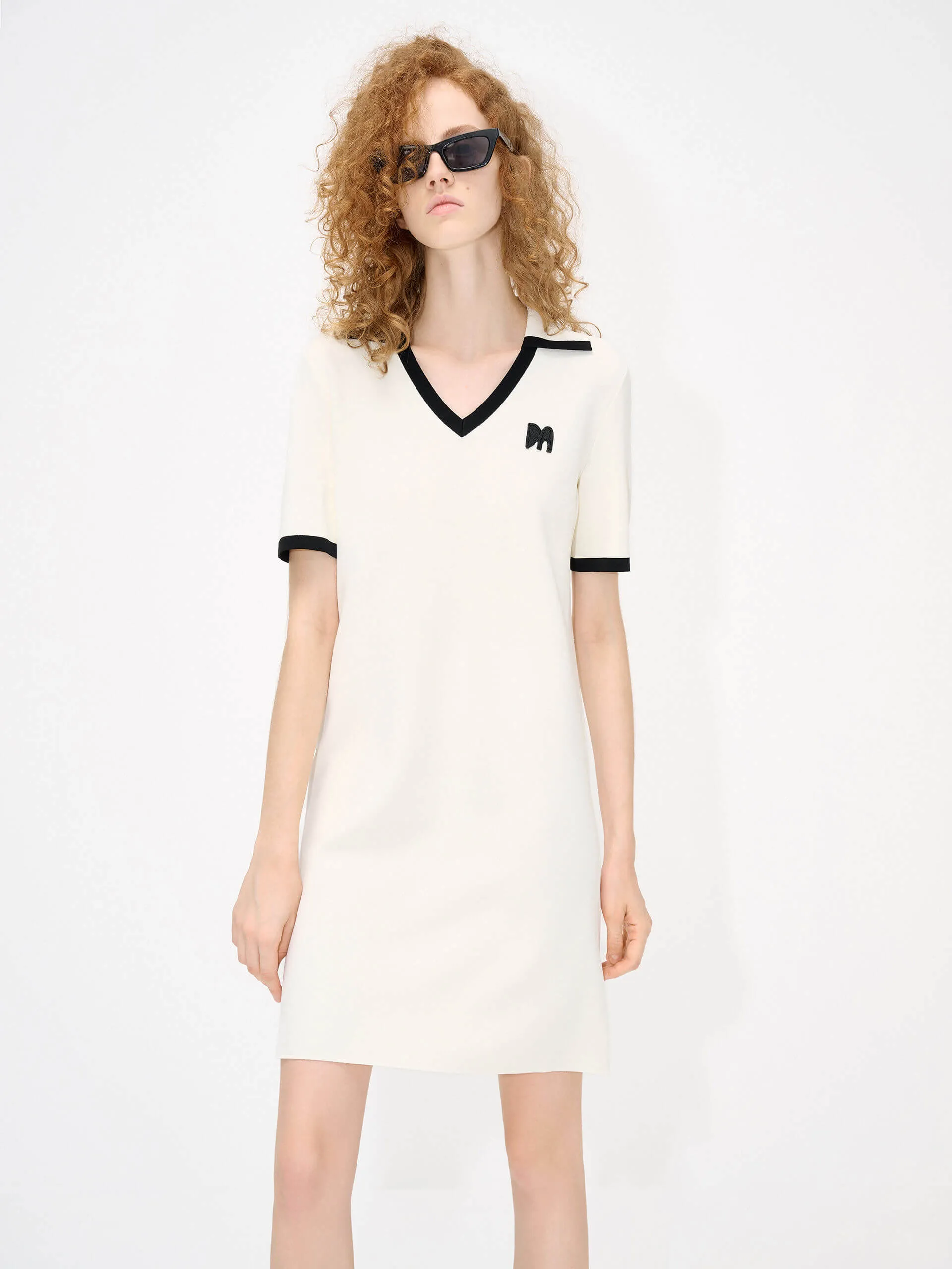 Polo Collar Contrast Dress