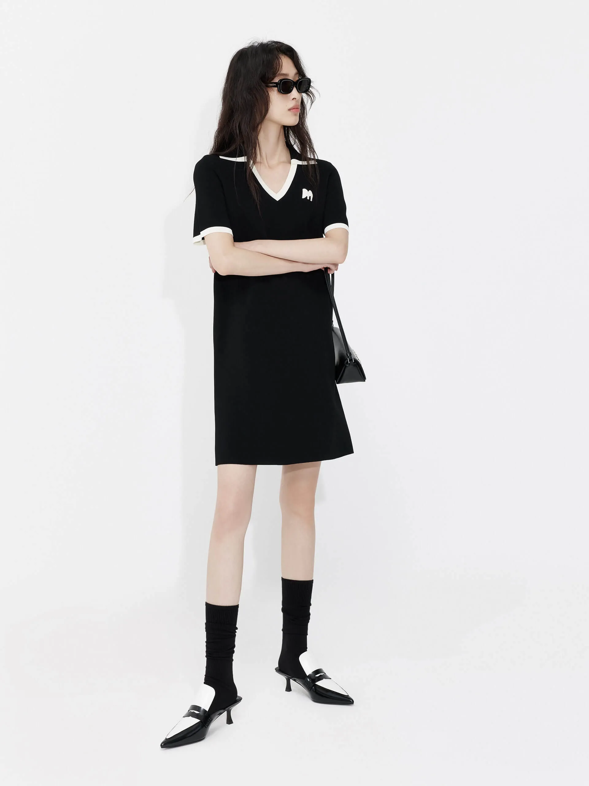 Polo Collar Contrast Dress