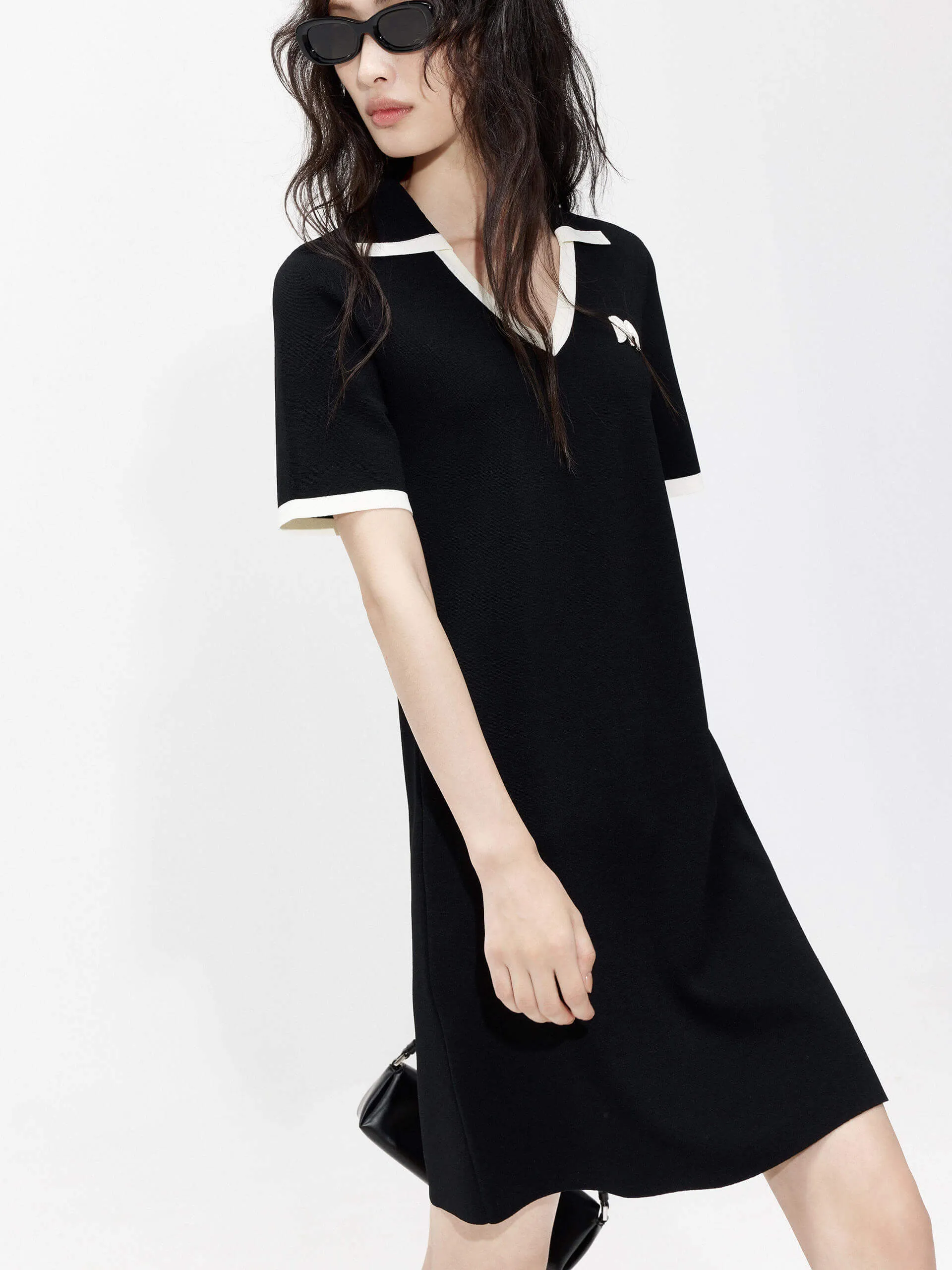 Polo Collar Contrast Dress