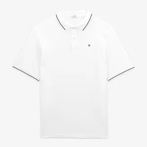 Polo maille piquée blanc avec liseré