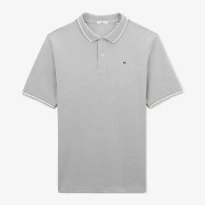 Polo maille piquée gris chiné avec liseré