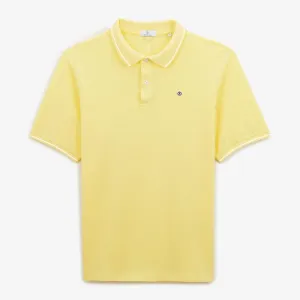 Polo maille piquée jaune yuzu avec liseré