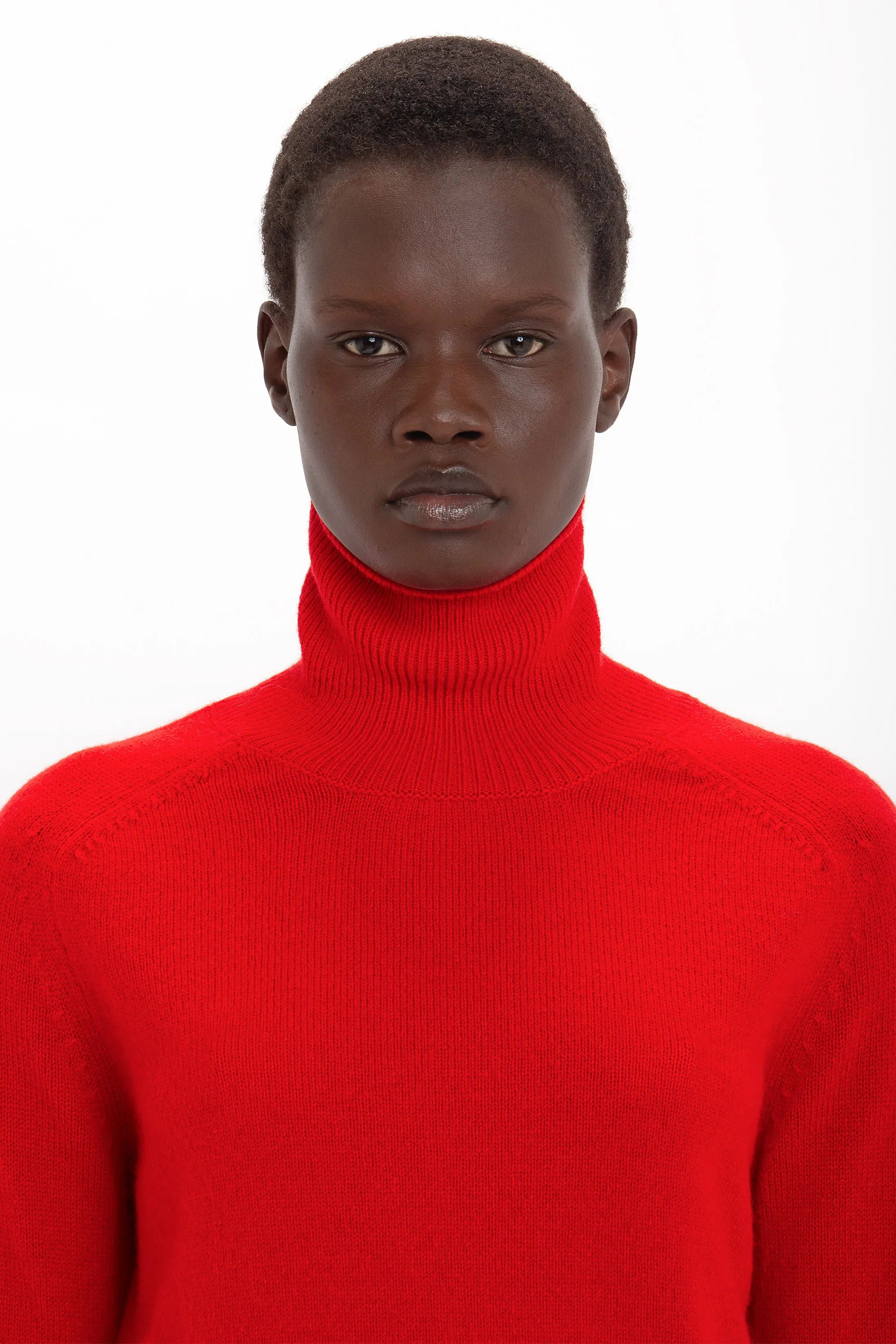 Polo Neck Jumper In Red