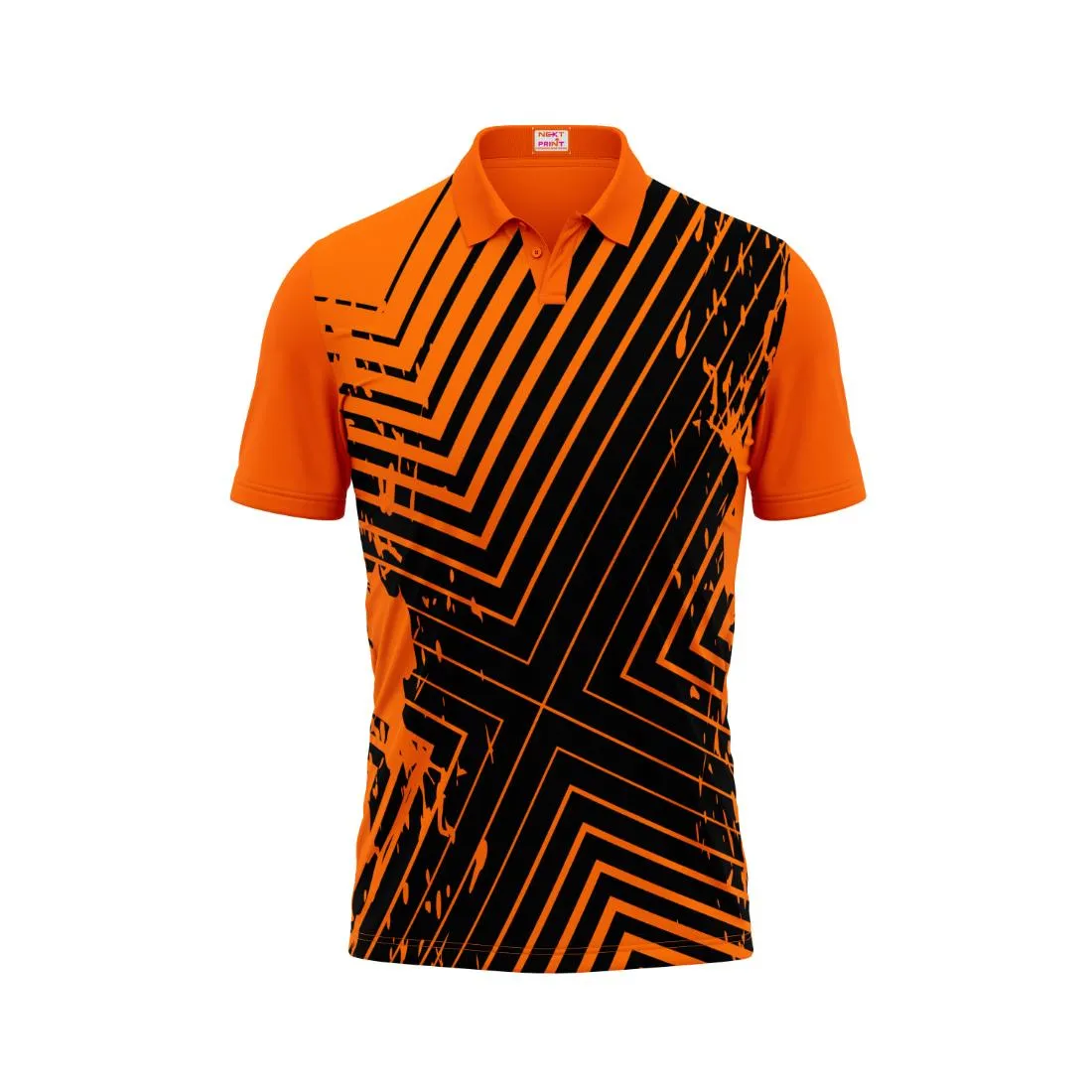 Polo Neck Printed Jersey Orange Design 41