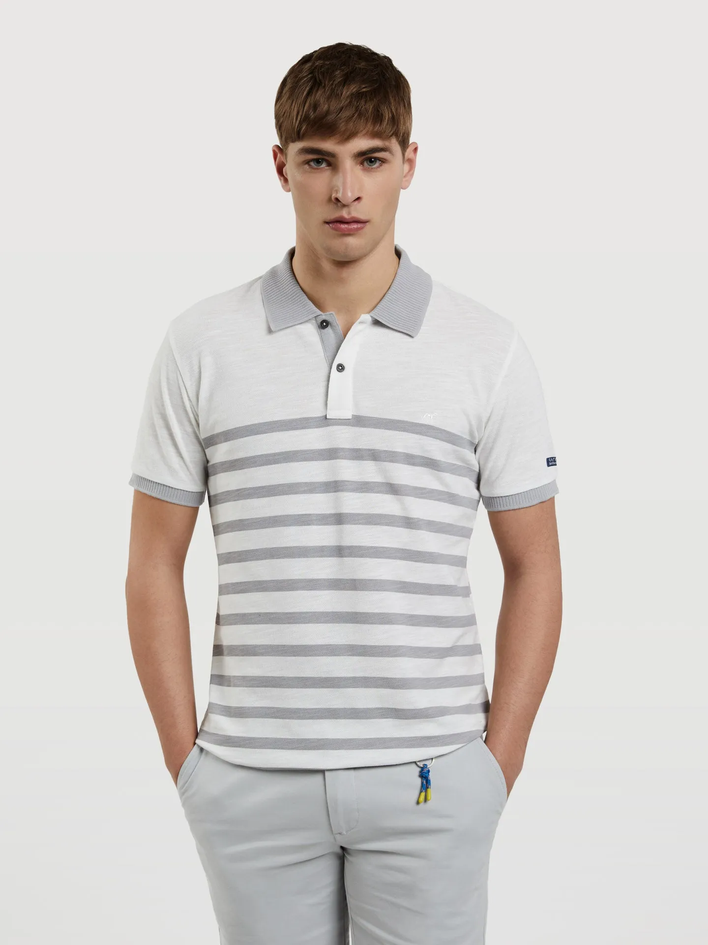 Polo Piqué Shirt With Printed Stripes